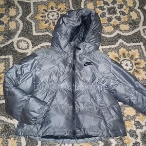Nike Hooded Puffer Jacket Gray Unisex  sz Small